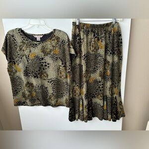 Two piece matching skirt and top set